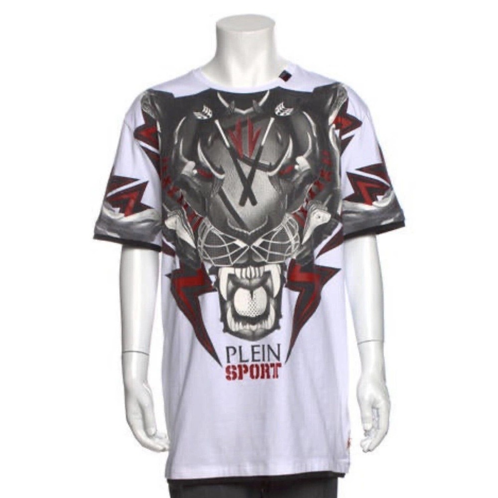 Philipp Plein Mens Sport Tiger‎ Logo White Logo Tee T-Shirt 3XL XXXL NWT Tiger
